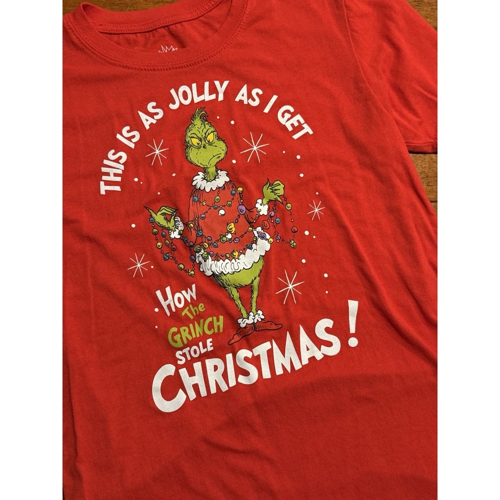 The Grinch How the Grinch Stole Christmas Red Graphic T Shirt Womens Small - Picture 2 of 8